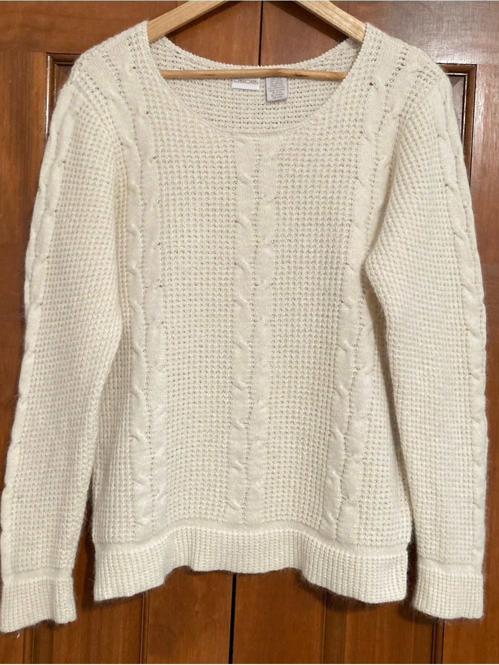 VTG Y2K Cherokee Cream Cable Knit silk angora Sweater women’s large